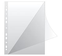 Q-CONNECT KF18045 - Fundas para documentos (100 unidades, tipo L, apertura superior y lateral, polipropileno, 100 micras, DIN A4), transparente