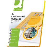 Q-Connect KF24057 - Fundas para plastificar (tamaño A4, mate, 80 micras, 100 uni