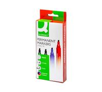 Rotulador q-connect marcador permanente estuche de 4 colores surtidos punta biselada 5.0 mm - KF26089