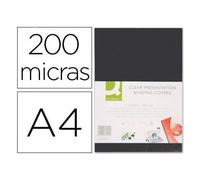 Tapa de encuadernacion q-connect pvc din a4 opaca negra 180 micras caja de 100 unidades - KF26808