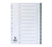 Q-Connect Separadores numéricos KF01917 – Plástico 1-12, juego 12, DIN A4 multitaladro