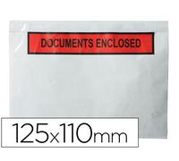 Sobre autoadhesivo q-connect portadocumentos multilingue 113x100 mm sin ventana -paquete de 100 unidades - KF21735