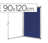 Vitrina de anuncios q-connect mural grande fieltro azul con puerta y marco con cerradura 120x90 cm - KF04171