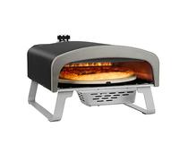 Q - Horno para pizza de gas con función giratoria, 50 mbar, horno de gas para exteriores con piedra para pizza de 33 cm, portátil para jardín, terraza y balcón, color negro