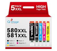 Q-image 580XXL Cartucho de Tinta Compatible para Canon 581 XXL PGI 580 XXL Tinta para Canon PIXMA TS8350 TS705 TS6350 TS6351 TS6151 TS6150 TR8550 TR8500 ts9550 TR7550 TS8150 (5 Paquetes)