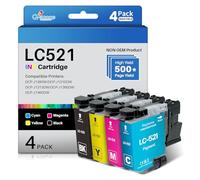 Q-image LC521 LC521VAL Cartuchos de Tinta compatibles con Brother LC521, LC 521 para Brother DCP-J1260W, DCP-J1310DW, DCP-J1313DW, DCP-J1360DW, DCP-J1460DW,Negro, Cian, Magenta, Amarillo, 4 Unidades