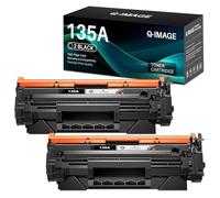 Q-image Tóner 135A W1350A (MIT Chip) Compatible para HP 135A 135X | Compatibles para Laserjet MFP M234dw M234sdw M234sdn M234dwn M209dw M209dwn M234 M209 (2 x Negro)