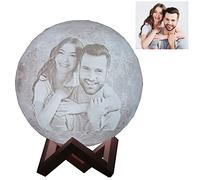Q&K Lámpara De Luna 3D Con Foto Personalizada Soporte, Con Foto Y Texto, 16 Colores, Luz De Noche De Luna Con Carga Usb Para Niños, Cumpleaños, Acción De Gracias,Regalos Del Día De La Madre (15CM)