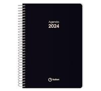Q Kalon - Agenda 2024 Enero a Diciembre (12 meses) - Día Página - A5 (15x21 cm) - Espiral metálica - Ónix