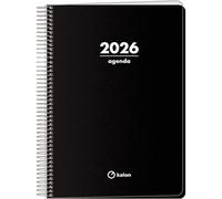 Q Kalon - Agenda 2026 - Semana Vista Vertical, Tamaño A5 (15x21 cm), Planificador Anual Multidioma (ESP, ING, FR y ALE), Cierre de Anillas, Tapa de Cartulina y Plástico Protector - Planner