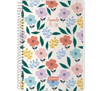 Q Kalon - Agenda Escolar 2025 2026 - Día Página, Tamaño A5 (15x21 cm), Español e Inglés, Septiembre a Junio, Cierre de Espiral, Tapa Flexible con Plástico Protector - Garden