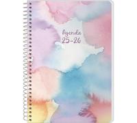 Q Kalon - Agenda Escolar 2025 2026 - Día Página, Tamaño A5 (15x21 cm), Español e Inglés, Septiembre a Junio, Cierre de Espiral, Tapa Flexible con Plástico Protector - Stain