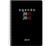 Q Kalon - Agenda Escolar 2025 2026 - Día Página, Tamaño A5 (15x21 cm), Español e Inglés, Septiembre a Junio, Cierre de Espiral, Tapa Flexible con Plástico Protector - Planner