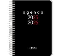 Q Kalon - Agenda Escolar 2025 2026 - Día Página, Tamaño A6 (12x17 cm), Español e Inglés, Septiembre a Junio, Cierre de Espiral, Tapa Flexible con Plástico Protector - Planner