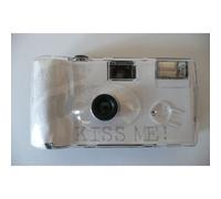 Q&L Cámara desechable KISS ME blanca, con flash, 27 disparos, ISO 400