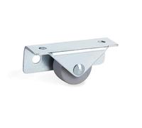 Q&Q NACIONAL - RUEDA FIJA NORIA ARO DE GOMA Ø25 H28 P/NIDO SOPORTE DE ACERO ZINCADO. ARO GOMA GRIS.