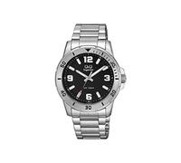 Q&Q Reloj analógico con esfera negra para hombre-S372J205Y, plateado, Clásico
