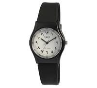 Q&Q - Reloj analógico para hombre, color blanco y negro, números indios árabes, silicona, cuarzo, Negro