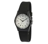 Q&Q - Reloj analógico para hombre, color blanco y negro, números indios árabes, silicona, cuarzo, Negro , Correa