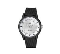 Q&Q - Reloj analógico para hombre, silicona, cuarzo, color blanco y negro, Negro