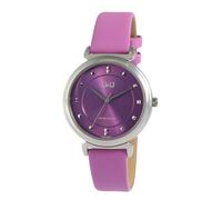 Q&Q - Reloj analógico para mujer, piel sintética, cuarzo, color lila, morado