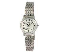 Q&Q - Reloj clásico para mujer, color blanco y plateado, analógico, acero inoxidable, cuarzo, Blanco, Pulsera