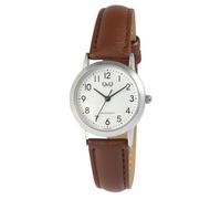 Q&Q - Reloj de pulsera analógico para mujer, piel auténtica, cuarzo, color marrón, marrón