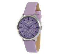 Q&Q - Reloj de pulsera analógico para mujer, piel sintética, cuarzo, color morado, morado