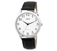 Q&Q - Reloj de pulsera para mujer, analógico, de piel auténtica, de cuarzo, color blanco, Negro
