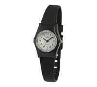 Q&Q - Reloj deportivo para mujer, color blanco y negro, analógico, números indios árabes, silicona, plástico, cuarzo, Negro