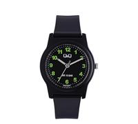 Q&Q - Reloj deportivo para mujer, color negro y verde, analógico, silicona, plástico, cuarzo, Negro