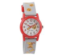 Q&Q Reloj infantil de silicona, 10 bares, diseño multicolor, reloj de aprendizaje analógico, cuarzo (gris, blanco y rojo), Correa
