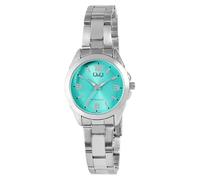 Q&Q - Reloj Pulsera Clásico para Señora, color azul y plateado, analógico, acero inoxidable, cuarzo, azul
