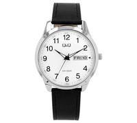 Q&Q Reloj unisex de acero inoxidable, correa milanesa con cierre de gancho, 3 bares, analógico, cuarzo, negro blanco, Correa