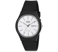 Q&Q Reloj unisex de silicona, indicador de fecha, hebilla de 10 bar, color negro, Correa