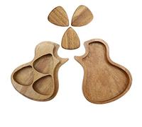 Q QINGGE Soporte para púas de guitarra de madera natural con 3 púas de madera, adecuado para varios instrumentos de cuerda