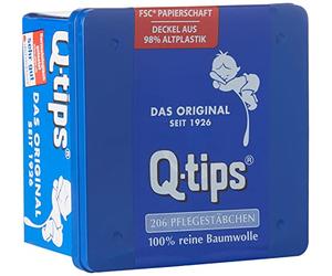 Q-tips Bastoncillos de algodón 100% puro, caja de dados, 1 x 206 unidades