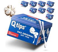 Q-tips Bastoncillos de algodón para cuidado con mango de papel, caja de cubos, pack de 9 unidades de 206 unidades, 100% biodegradables, algodón sin plástico, limpieza de oídos, desmaquillante y