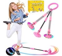 Q-WOOFF Bola De Salto De Tobillo, Pelota De Salto Deportiva, Pelota De Salto con Flash Plegable, Adecuado para Juegos De Habilidad para Niños o Adultos, Ejercicio (Rosa)