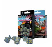 Q-WORKSHOP Arcade Dados RPG Azul Amarillo, 7 Poliedros D&D