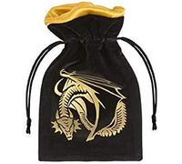 Q WORKSHOP Qworkshop Dragon-Bolsa para Dados de Terciopelo, Color Negro y Dorado, sólido, QWODRA12