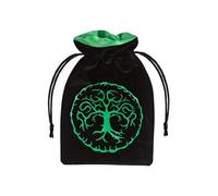 Q WORKSHOP-Qworkshop Forest-Bolsa para Dados de Terciopelo, Color Negro y Verde, sólido, QWOFOR01