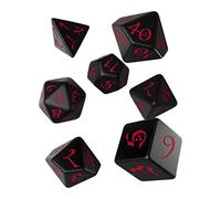 Q WORKSHOP Classic Black & Red RPG Ornamented Dice - Juego de 7 Piezas de poliedral