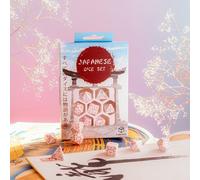 Q-Workshop Conjunto De Dados Kanji Cerezo Japonés Rosa Blanco Para DnD RPG