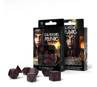 Q-Workshop Conjunto de Dados RPG Rúnicos Classic Negro con Números Rojos 7-Dados