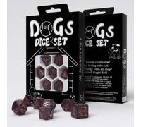 Q-WORKSHOP Dogs Luna Set De Dados RPG Negro Brillantina, 7 Caras