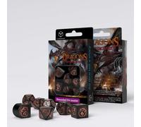 Q-Workshop Dragon Set Dados RPG Negro Cobre 7 Piezas Poliédrico DnD