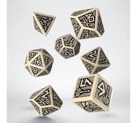 Q-Workshop Set de dados RPG Dwarven beige y negro ornamentados 7 dados poliédricos