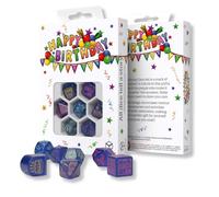 Q-Workshop Happy Birthday Streamers Set De Dados 7 Piezas Azul Brillante RPG