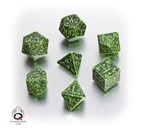 Q WORKSHOP Forest Engraved Green & Black RPG Ornamented Dice Set 7 polyhedral Pieces
